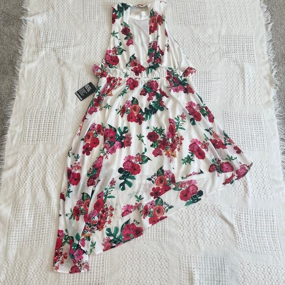 Express XL halter assymetrical sleeveless floral dress D3 2861 - Picture 5 of 10
